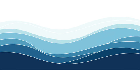 Abstract blue wave background layered paper cut style vector illustration for website design and ocean-themed presentations