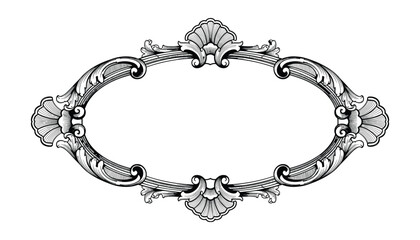 Ornate Decorative Oval Frame Flourish Embellishment Vector