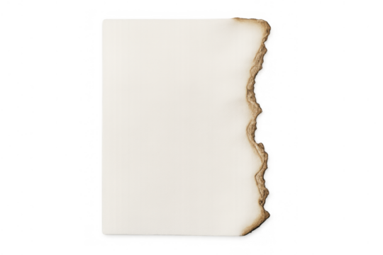 Old paper sheet with burnt edge, ancient parchment texture, vintage blank background for adding content