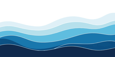 Abstract blue wave background layered paper cut style vector design for presentations and web banners