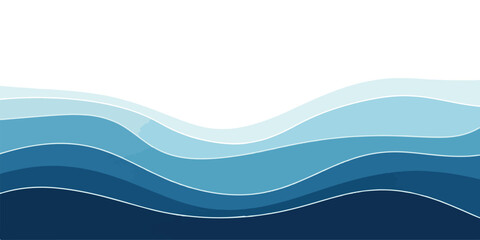 Abstract blue wave background layered paper cut style vector illustration for website banner or presentation template