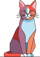 Charming calico cat sitting gracefully awaiting attention pet animal portrait isolated on transparent background