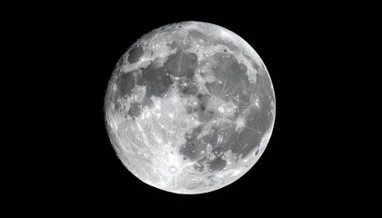 Obraz premium Full moon glowing brightly against a vast dark night sky with visible craters and lunar landscape details