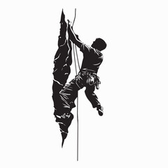 Rock Climbing Athlete Silhouette Logo Vector isolated on white background