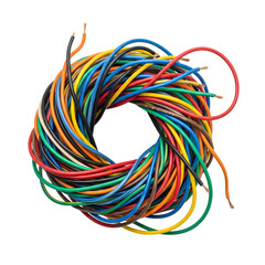 Vibrant electrical wires in a colorful bundle