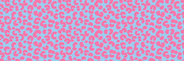 Seamless vector pattern with abstract pink leopard spots on a vivid blue background. Bold and playful animal print design for fashion, kids wear, textiles