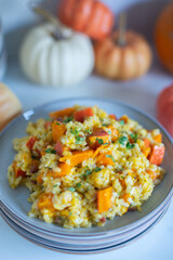 Pumpkin risotto prepared with pumpkin puree 