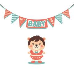 Adorable girl bear welcomes the new baby arrival