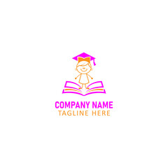 Happy Child Graduate on Book Logo for Education