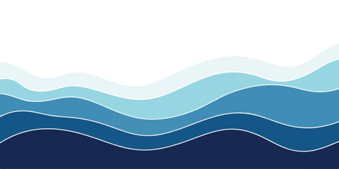 Abstract blue wave background layered paper cut style vector design for banners and presentations