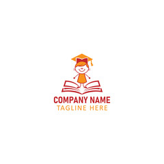 Happy Child Graduate on Book Logo for Education