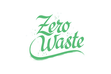 Fototapeta premium Green Zero Waste Text Design on a White Background.