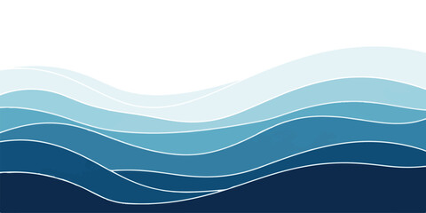 Abstract blue wave background layered paper cut style vector design for presentations and web banners