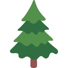 Green Fir Tree With Brown Trunk Isolated On White Background Simple Geometric Shape Flat Design Style