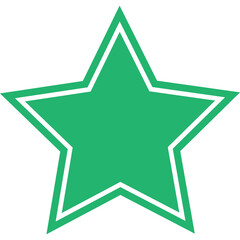 Green Five Pointed Star Graphic with White Outline Against Transparent Background Perfect for Design Projects and Decorations