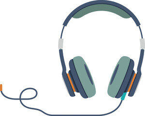 Detailed close-up of modern over-ear headphones with a tangled cord showcasing audio technology and listening devices isolated on transparent background