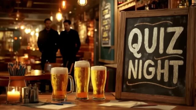 Exciting quiz night at local pub with friends and drinks