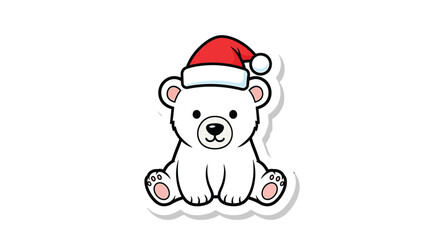 Fototapeta premium Adorable polar bear wearing a santa hat ready for christmas celebrations vector