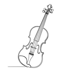 Single line drawing of a violin in a minimalist style  