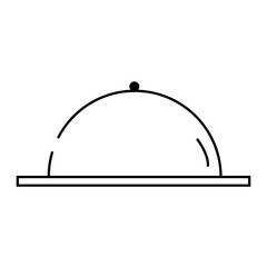 Isolated black and white food tray icon. Line art doodle style. Vector illustration. Suitable for use in mobile apps, websites, and advertising.