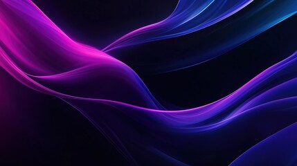 Dark fluid-style gradient abstract background: purple-blue gradient (including dark purple and light indigo) on dark black base, interwoven with smooth curves and speed lines