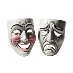 Comedy and tragedy drama masks showing dual emotion