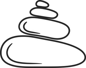 Hand drawn stacked stones symbolizing balance and serenity minimalist sketch isolated on transparent background