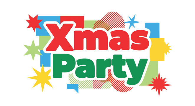 Festive xmas party text design festive celebration event announcement colorful graphics vector
