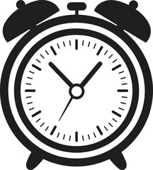 Vintage alarm clock silhouette vector illustration, classic retro analog timepiece symbol, morning wake up concept, punctuality and time management design