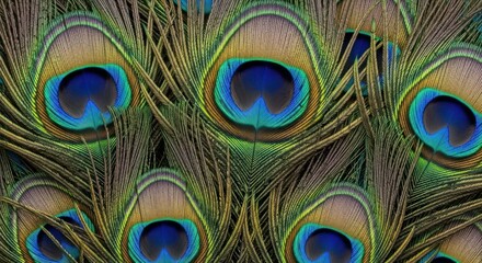 Fototapeta premium Close up Detailed Peacock Feather Abstract Exotic Pattern Fine Art