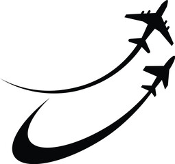 Three airplanes flying in formation creating contrails artistic representation vector