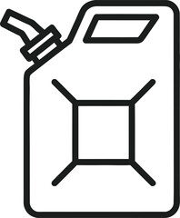 Simple outline icon of a jerry can fuel container for outdoor and emergency use isolated on transparent background