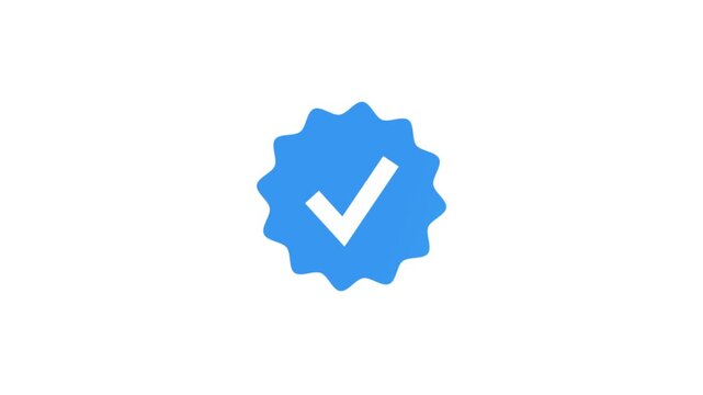 Blue Verified Badge Animation, A Clean Checkmark Icon for Social Media, User Trust, and Profile Authentication Symbol for Digital Platforms and Messaging Apps like Viber white BG