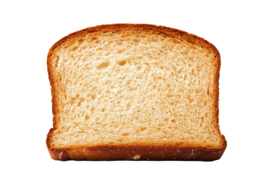 Slice of white bread isolated on transparent background. Whole bread isolated on white background.