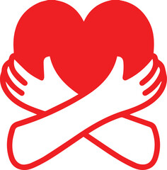 heart, hands,icon embrace, monochrome, minimalist, simple, clean, abstract, icon, logo, vector, graphic design
