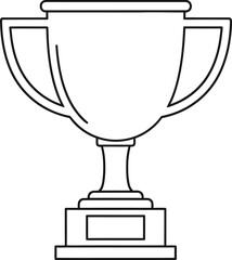 Classic trophy outline simple line drawing represents achievement success and victory isolated on transparent background
