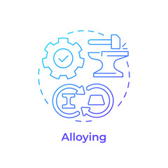 Obraz premium Alloying blue gradient concept icon. Metal shaping. Combining and forming iron materials. Stage of metallurgical process. Round shape line illustration. Abstract idea. Graphic design. Easy to use in