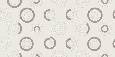 Fototapeta premium Seamless Pattern of Concentric Circles and Arcs in Taupe texture background