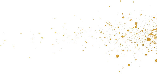 Golden ink splatter background abstract gold paint splash texture for graphic design isolated on white