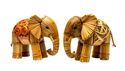 Handmade Bamboo Elephant Toy – isolated on transparent background