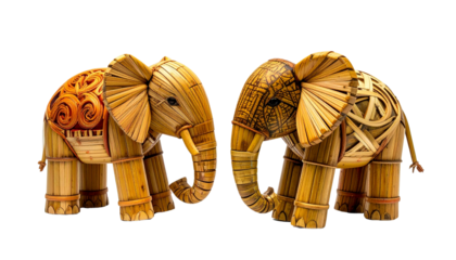 Handmade Bamboo Elephant Toy – isolated on transparent background