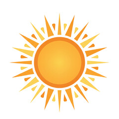 illustration of a bright shining sun, isolated on a white background