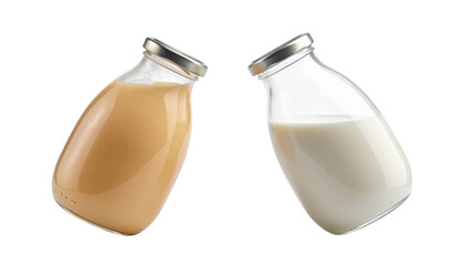 Set of two clean glass jars – isolated on transparent background