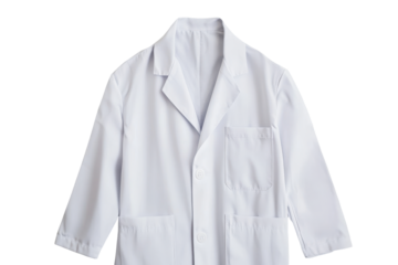 White lab coat with pockets isolated on transparent background. White lab coat with pockets isolated on white background.