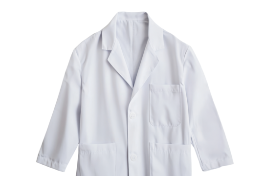 White lab coat with pockets isolated on transparent background. White lab coat with pockets isolated on white background.
