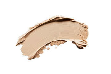 Creamy beige makeup swatch texture isolated on transparent background. Beige makeup powder swatch with subtle texture isolated on white background.