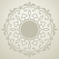 Decorative frame Elegant vector element for design in Eastern style, place for text. Floral beige border. Lace illustration for invitations and greeting cards