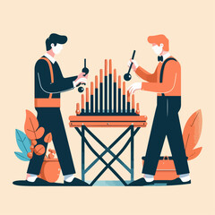 flat illustration of 2 people talking