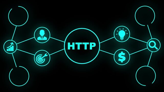 HTTP network diagram with HTP at center and global connections HTTP. Business, Technology, Internet and network concept.