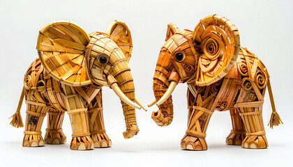  Traditional Bamboo Stick Elephant Decoration – isolated on transparent background